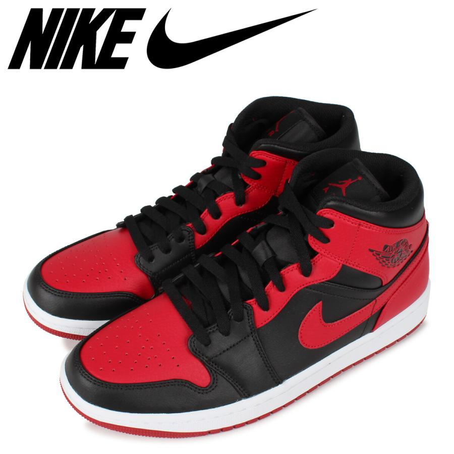 シューズ(男性用) NIKE AIR JORDAN 1 MID Red NIKE ☆ Air Jordan 1 Mid 'Red Black' (Nike/スニーカー