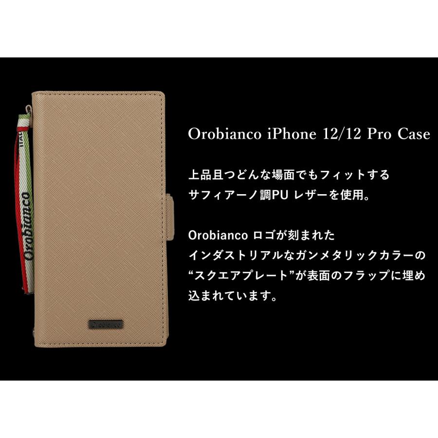 Orobianco オロビアンコ iPhone12 12 Pro ケース スマホ 携帯 手帳型 メンズ レディース PU LEATHER BOOK TYPE CASE｜biget｜07