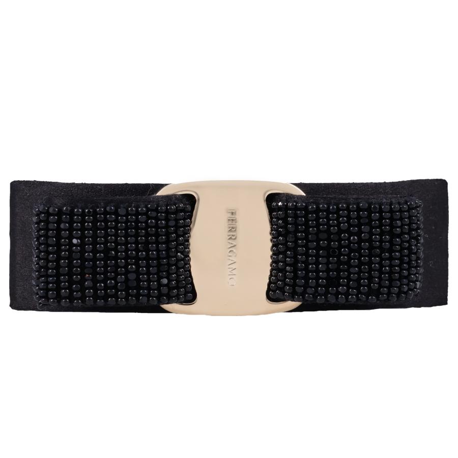 極美品 サルヴァトーレフェラガモ ヴァラリボン バレッタ ブラック FERRAGAMO（フェラガモ） バレッタ ヘア アクセサリー ヴァラ リボン
