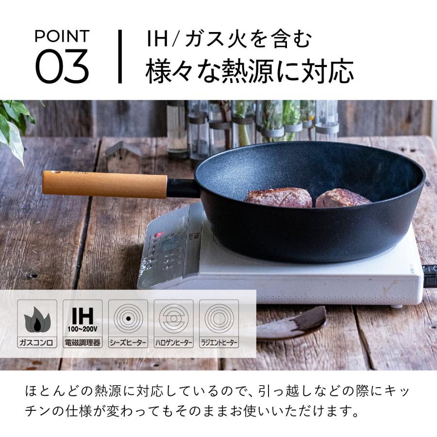 ティーダ TI:DA フライパン 24cm チタン ダイヤモンド Wコーティング ガス IH対応 軽量 FRYING PAN KKN-TD24F | ブランド登録なし | 09