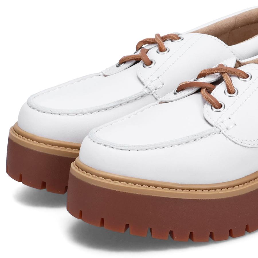 【未使用に近い】TIMBERLAND 本革 3 Eyeデッキシューズ WHITE Timberland（ティンバーランド） デッキシューズ STONE STREET 3 EYE