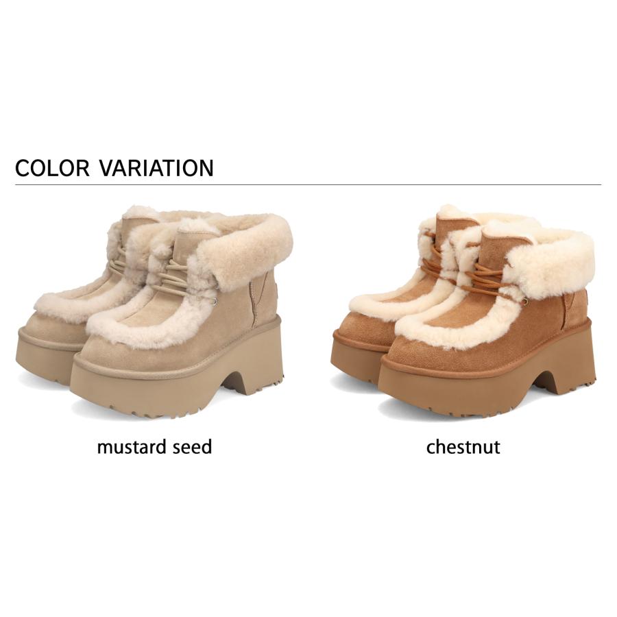 美品✨SALE✨️UGG ムートンブーツ ベージュ 厚底 UGG アグ ブーツ ムートンブーツ エスミー レース アップ レディース