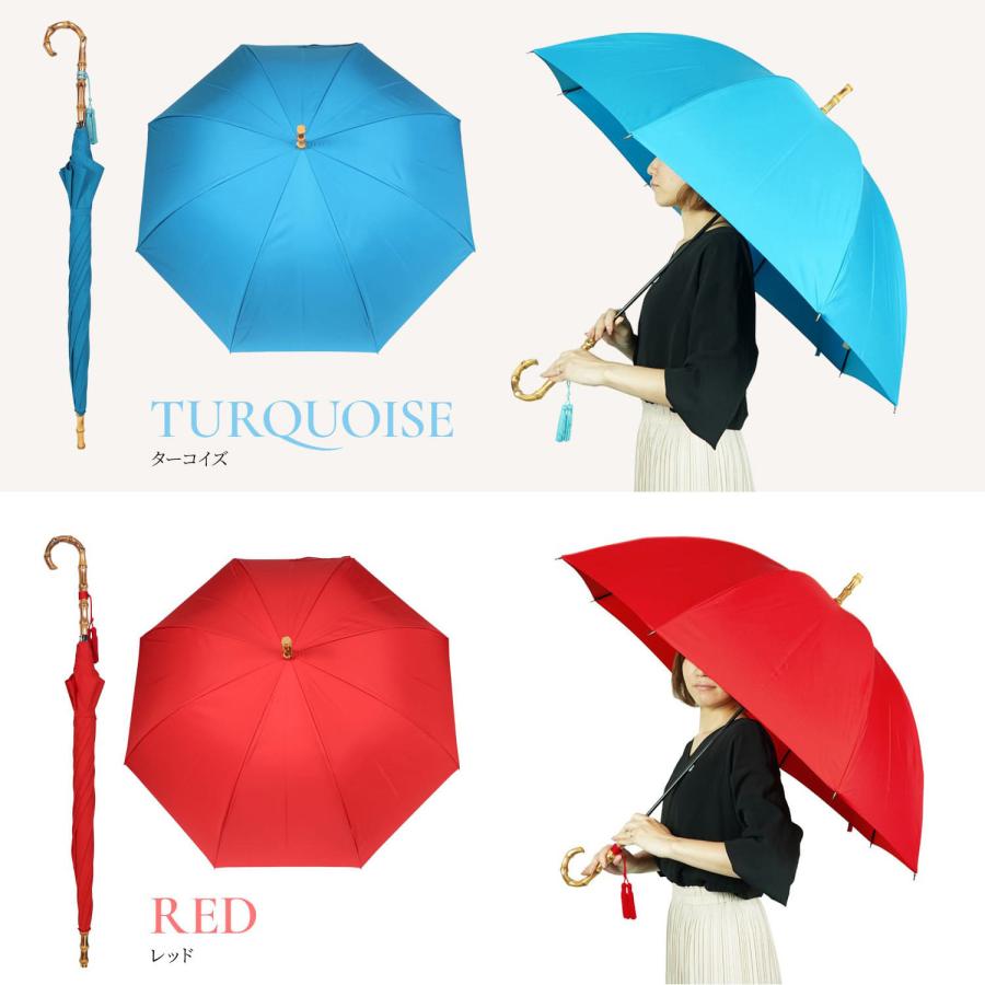 空新品未使用☆ワカオ　WAKAO☆タッセル付スリム長傘☆バンブー　赤レッド WAKAO（ワカオ） 長傘 雨傘 レディース 60cm 軽量 防水 超撥水加工