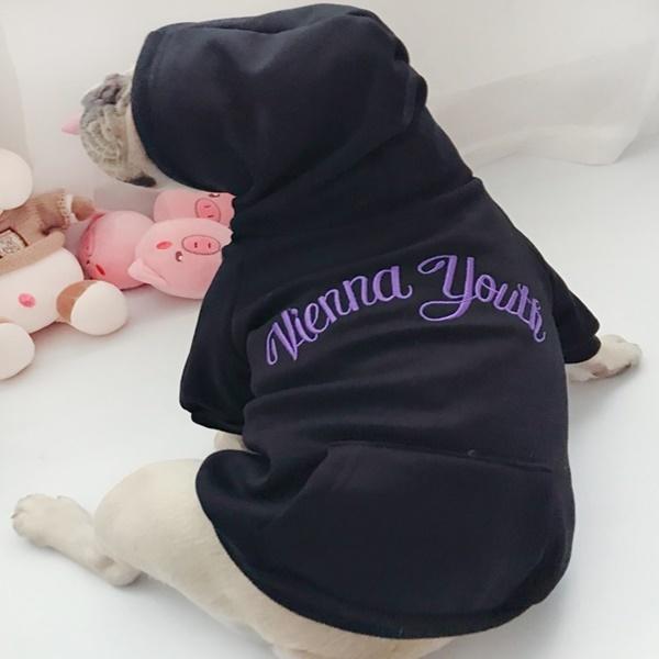 犬 猫 飼い主とお揃い おそろい 服 フリーサイズ ブラック ブルー セット パーカー フード付き 寒さ対策 お散歩 おしゃれ 送料込み | 