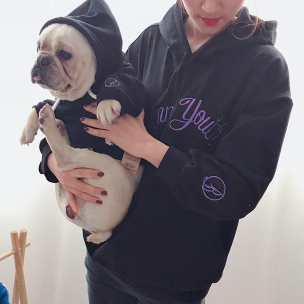 犬 猫 飼い主とお揃い おそろい 服 フリーサイズ ブラック ブルー セット パーカー フード付き 寒さ対策 お散歩 おしゃれ 送料込み |  | 04