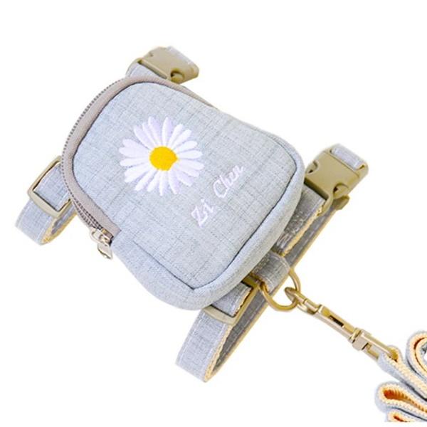 ペット用チェスト ストラップとリーシュのセット 調節可能 ペットハーネス＆リード 花柄 コットンウォーキングバッグ ポケット付き 送料込み |  | 14