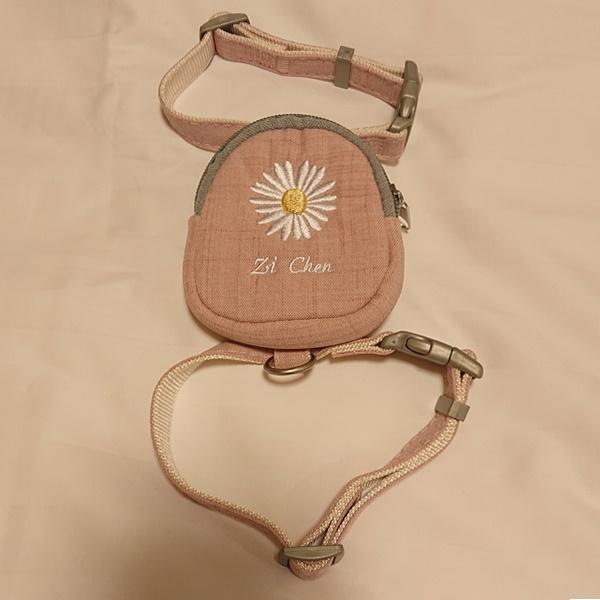 ペット用チェスト ストラップとリーシュのセット 調節可能 ペットハーネス＆リード 花柄 コットンウォーキングバッグ ポケット付き 送料込み |  | 01