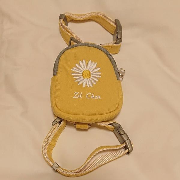 ペット用チェスト ストラップとリーシュのセット 調節可能 ペットハーネス＆リード 花柄 コットンウォーキングバッグ ポケット付き 送料込み |  | 02