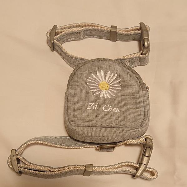 ペット用チェスト ストラップとリーシュのセット 調節可能 ペットハーネス＆リード 花柄 コットンウォーキングバッグ ポケット付き 送料込み |  | 03