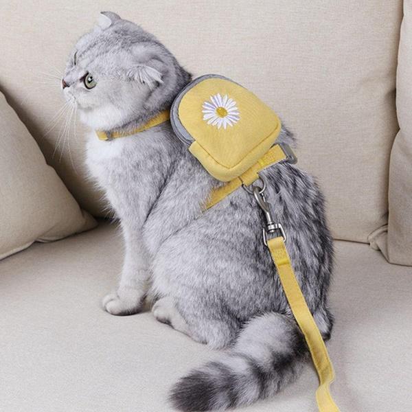 ペット用チェスト ストラップとリーシュのセット 調節可能 ペットハーネス＆リード 花柄 コットンウォーキングバッグ ポケット付き 送料込み |  | 05