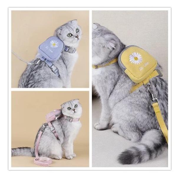 ペット用チェスト ストラップとリーシュのセット 調節可能 ペットハーネス＆リード 花柄 コットンウォーキングバッグ ポケット付き 送料込み |  | 06