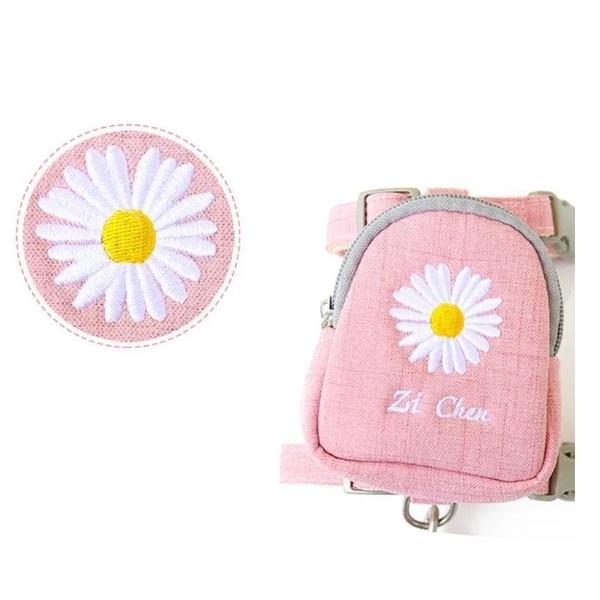 ペット用チェスト ストラップとリーシュのセット 調節可能 ペットハーネス＆リード 花柄 コットンウォーキングバッグ ポケット付き 送料込み |  | 10