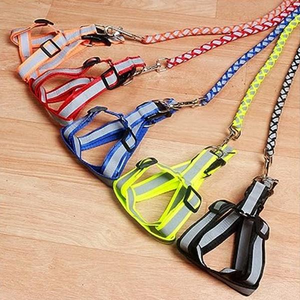 犬用 猫用 ハーネス チョッキ式リード ペット用品 お散歩グッズ ハーネスリード かわいい おしゃ 調節可 犬用引き紐 ベスト 反射材 送料込み |  | 10