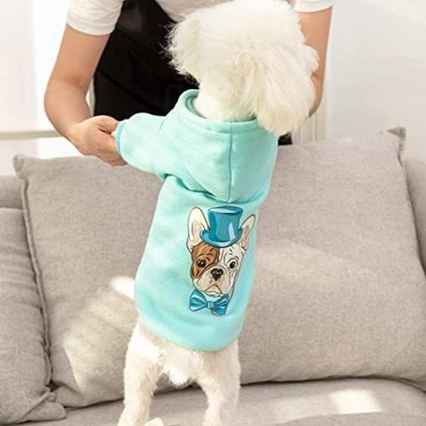 犬用服　もこもこ　冬服　ミントグリーン Mサイズ 犬用 服 Mサイズ イラストプリント柄 ピンク ミントグリーン