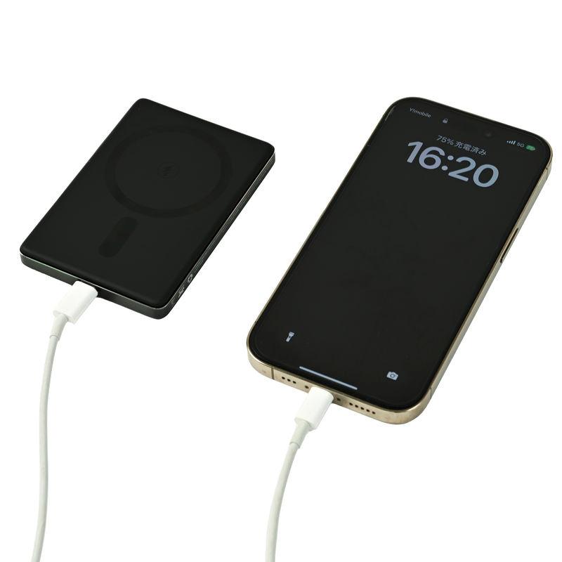 インネクスト ワイヤレス充電付急速充電モバイルバッテリー（5000mAh