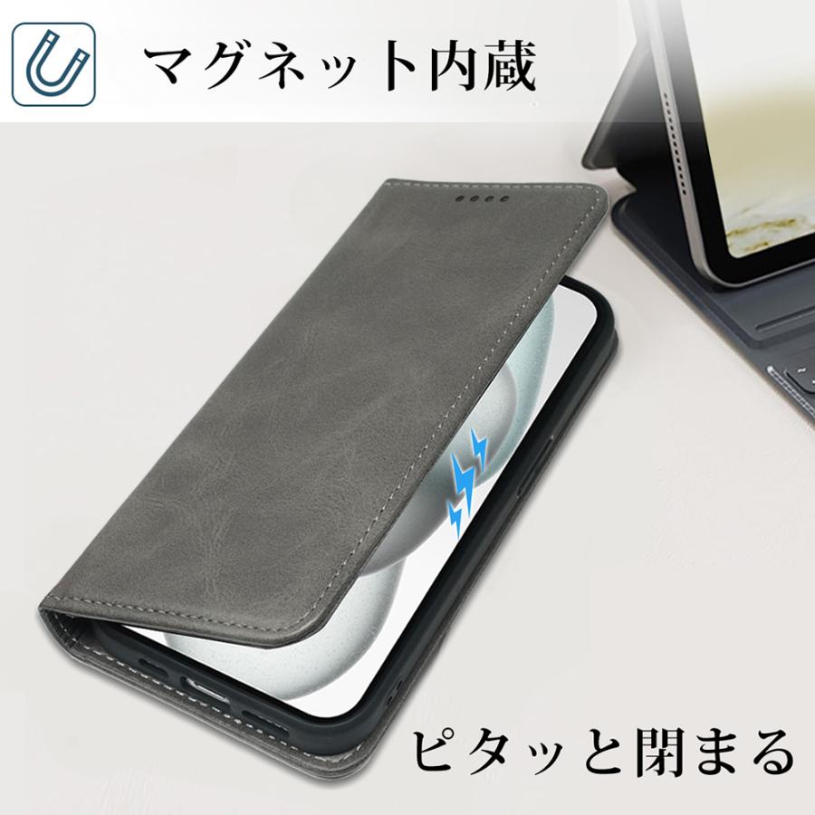 iPhone16 スマホケース スマホカバー 手帳型 PU レザー ブラック 黒