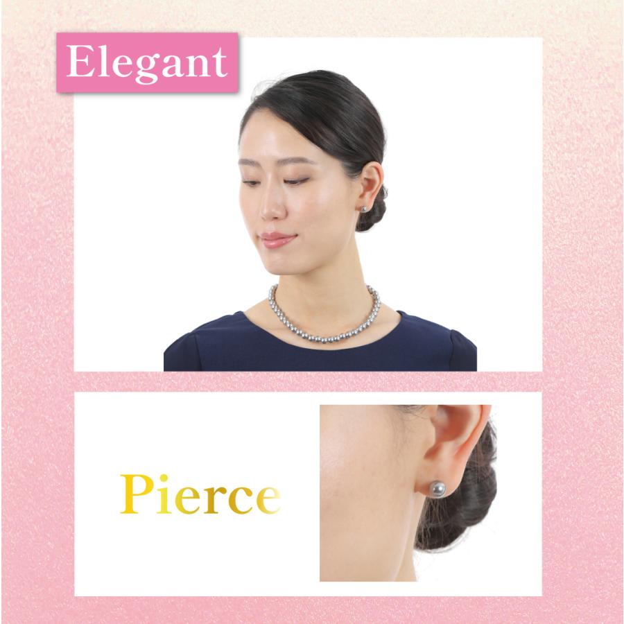 日本製 パール ネックレス イヤリング ピアス セット グレー ブラック