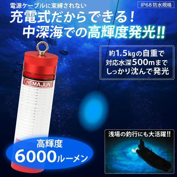 HEMAJUN(ヘマジュン) 集魚灯 充電式 6000ルーメン 50w ブルー LED 