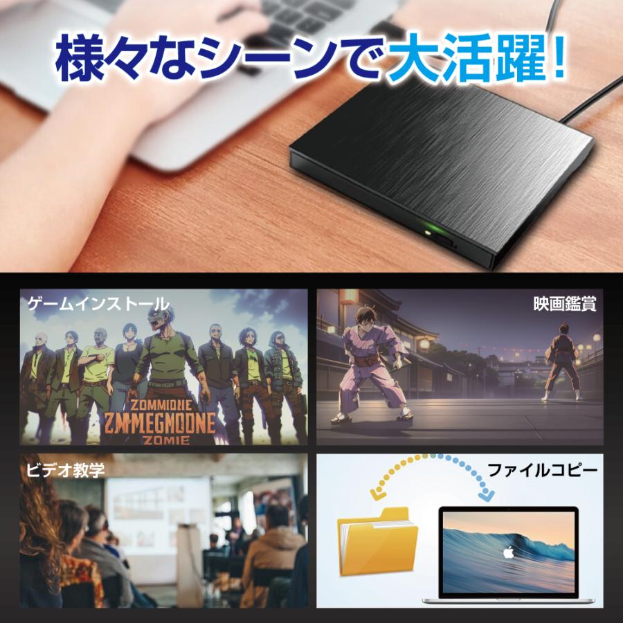 dvdドライブ 外付け 外付けdvdドライブ windows11対応 usb3.0 type-c dvdプレーヤー cdドライブ mac ポータブル タイプC バスパワー｜bighedge｜14