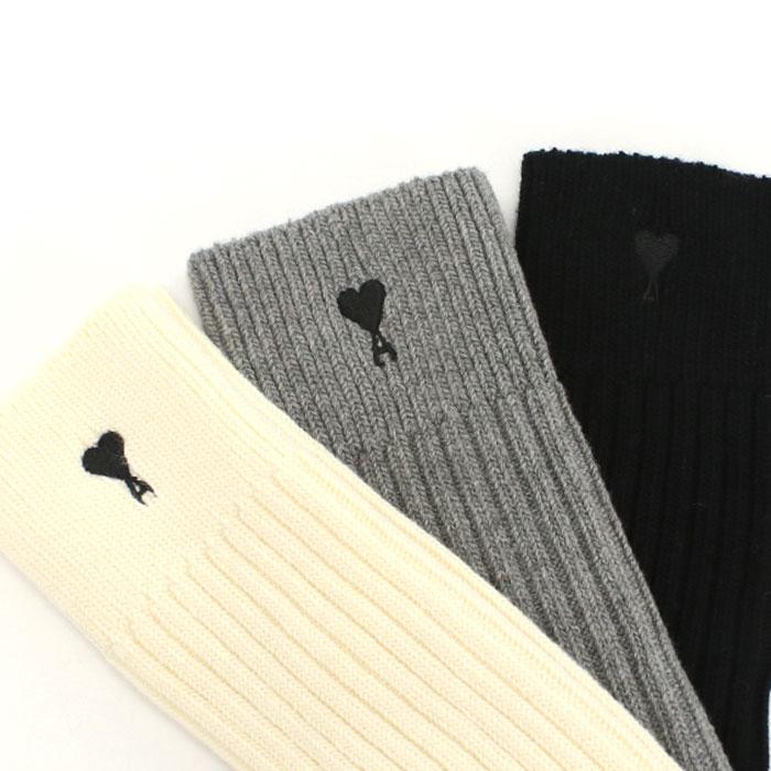 AMI PARIS ホワイト コットン Ami De Coeur ソックス 3足セット