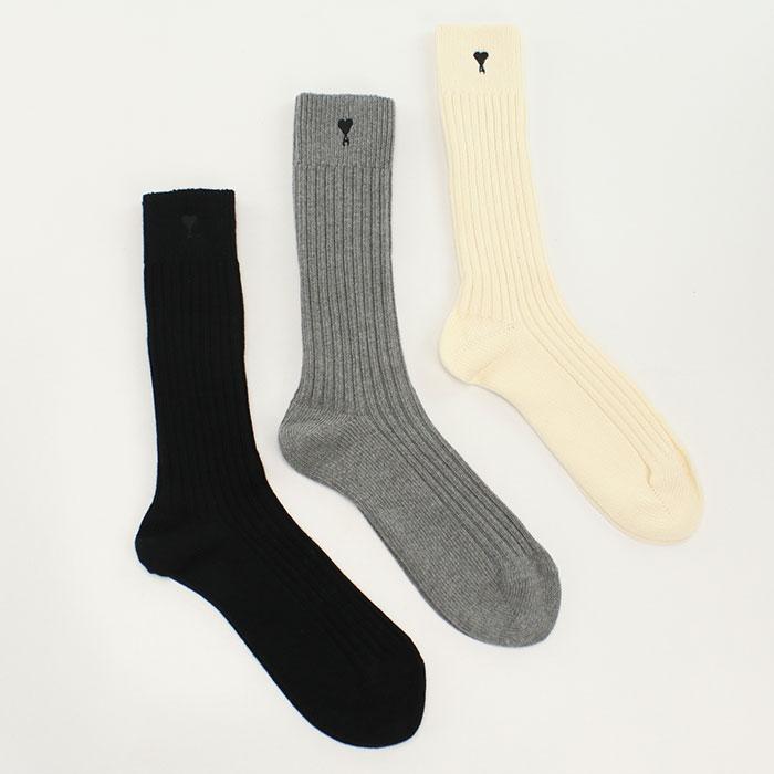 新品未使用　正規品　アミパリス　3足セット　ソックス 白 AMI PARIS ホワイト コットン Ami De Coeur ソックス 3足セット