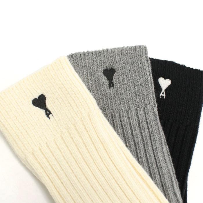AMI PARIS アミパリス Ami De Coeur ソックス 3足セット USC611.AK0007 A148 メンズ ホワイト グレー ブラック 父の日】AMI PARIS アミパリス Ami De Coeur ソックス 3足セット