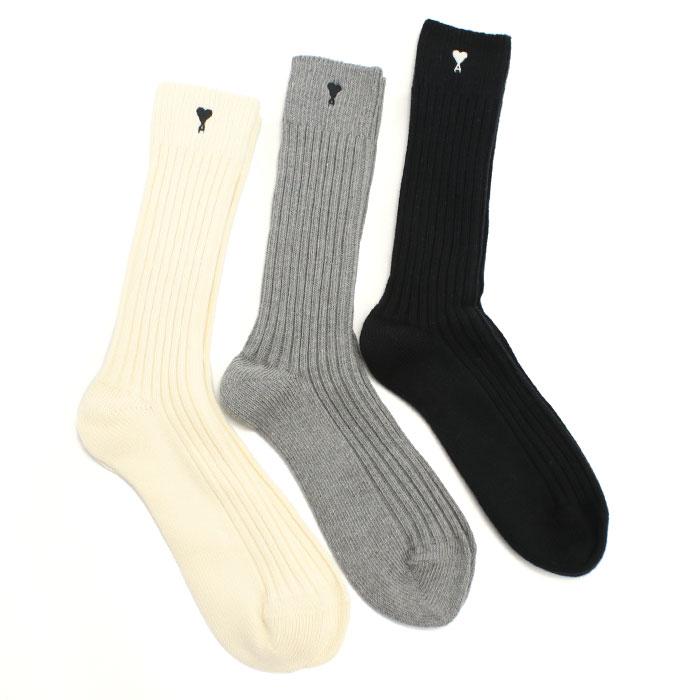 AMI PARIS アミパリス Ami De Coeur ソックス 3足セット USC611.AK0007 A148 メンズ ホワイト グレー ブラック 父の日】AMI PARIS アミパリス Ami De Coeur ソックス 3足セット