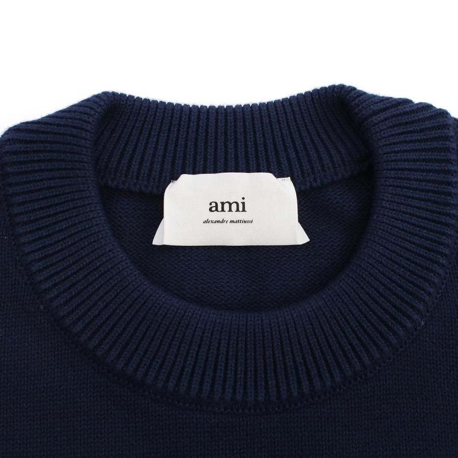 ブルー Ami Paris ラウンドネック ニットセーター L AMI Paris Ami De Coeur クルーネックセーター | ブルー | FARFETCH JP