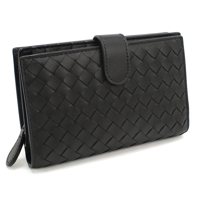 BOTTEGA VENETA ボッテガヴェネタ 二つ折り財布 長財布 小銭入付き イントレチャート 121060 V3UN1 8803 メンズ ブラック BOTTEGA VENETA（ボッテガ・ヴェネタ） 二つ折り財布 長財布 小銭入