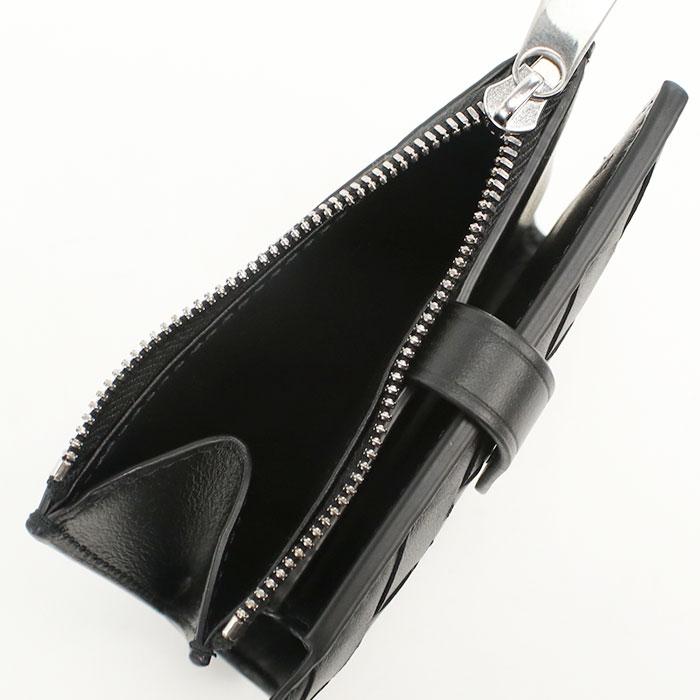 BOTTEGA VENETA ボッテガ ヴェネタ 二つ折り財布 小銭入付き イントレチャート 600270 V3UH2 8803 レディース ブラック 爆買の画像