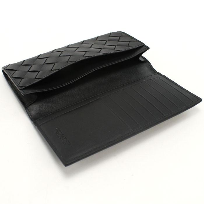 【父の日】BOTTEGA VENETA ボッテガヴェネタ 二つ折り長財布 イントレチャート 635567 V3US1 8803 メンズ ブラック 爆買の画像