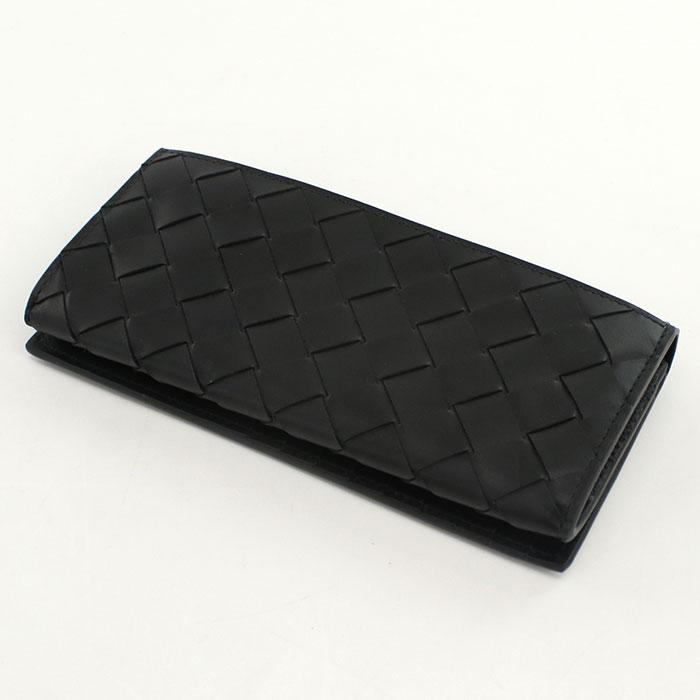 【父の日】BOTTEGA VENETA ボッテガヴェネタ 二つ折り長財布 イントレチャート 635567 V3US1 8803 メンズ ブラック 爆買の画像