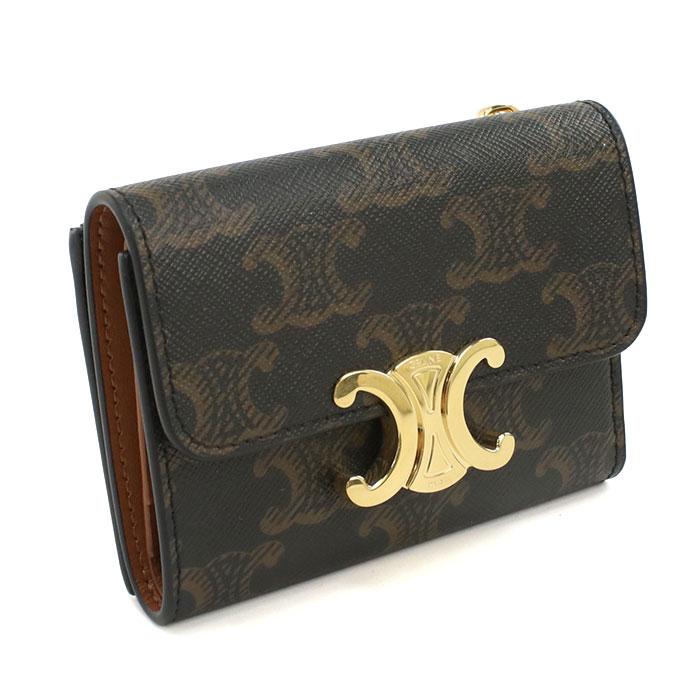 CELINE セリーヌ トリオンフキャンバス 三つ折り財布 小銭入付き 10I65 2DS3 04LU レディース ブラウン CELINE（セリーヌ） トリオンフキャンバス 三つ折り財布 小銭入付き