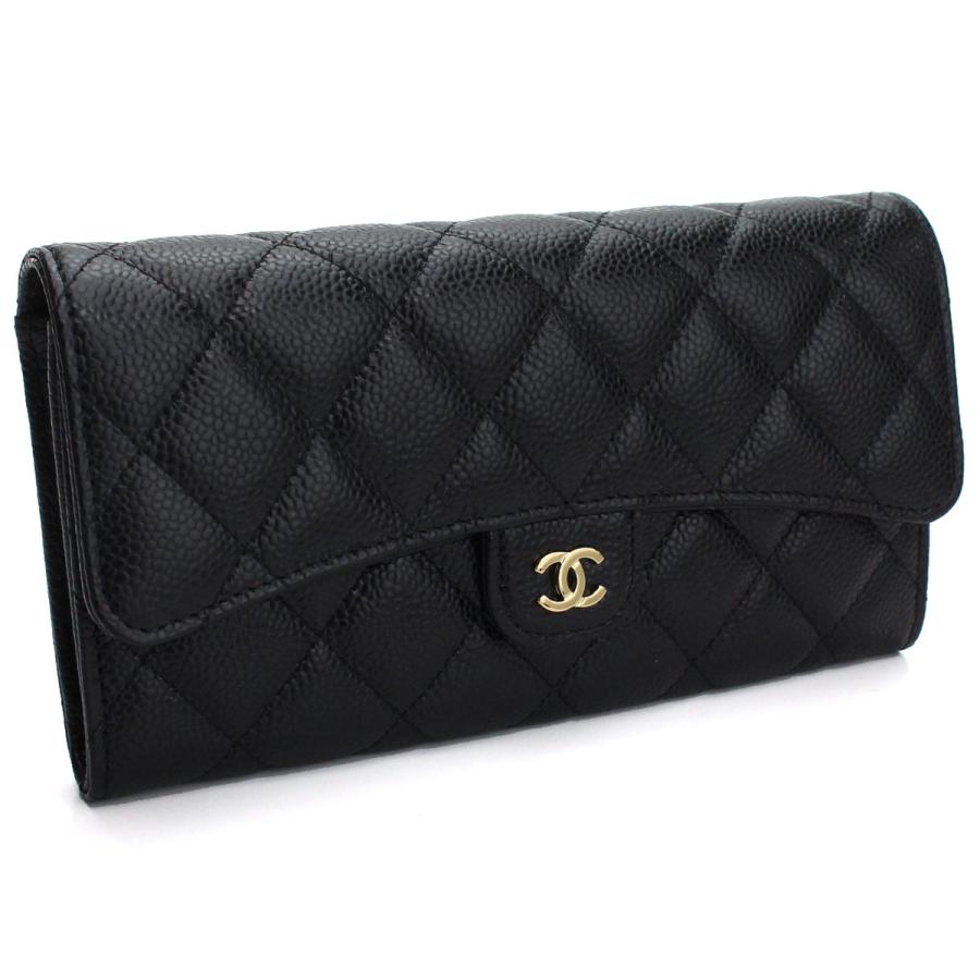 シャネル CHANEL キャビアスキン マトラッセ 2つ折り長財布 AP0241 
