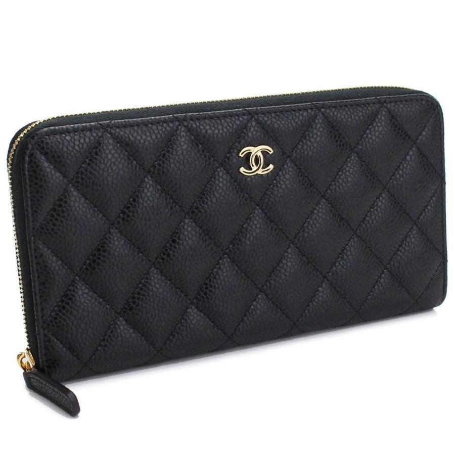 シャネル CHANEL 財布 キャビアスキン マトラッセ ラウンドファスナー 長財布 AP0242 ブラック レディース bhp3