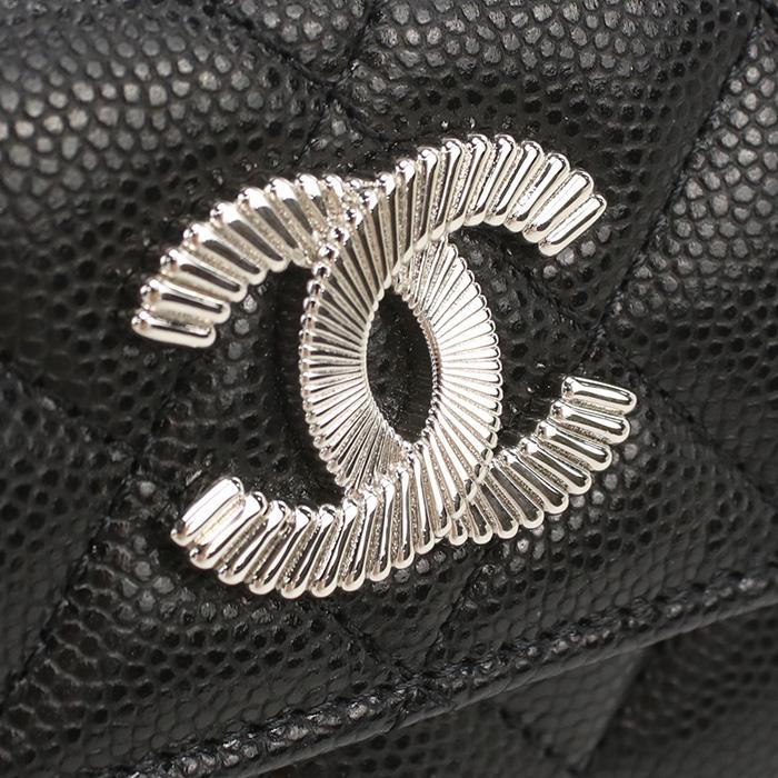 CHANEL シャネル 三つ折り財布 小銭入付き ナノウォレット AP4328 レディース ブラック CHANEL（シャネル） 三つ折り財布 小銭入付き ナノウォレット AP4328