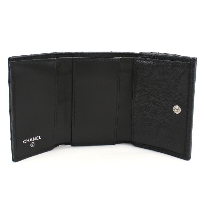 CHANEL シャネル 三つ折り財布 小銭入付き ナノウォレット AP4328 レディース ブラック CHANEL（シャネル） 三つ折り財布 小銭入付き ナノウォレット AP4328
