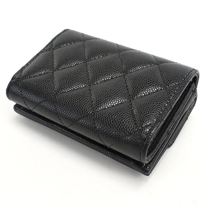CHANEL シャネル 三つ折り財布 小銭入付き ナノウォレット AP4328 レディース ブラック CHANEL（シャネル） 三つ折り財布 小銭入付き ナノウォレット AP4328