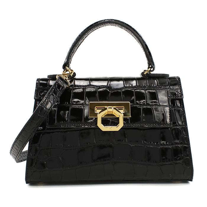 カルボッティ Carbotti ハンドバッグ - レザー 黒 2WAY バッグ Carbotti(カルボッティ) ハンドバッグ - 黒 2WAY レザー