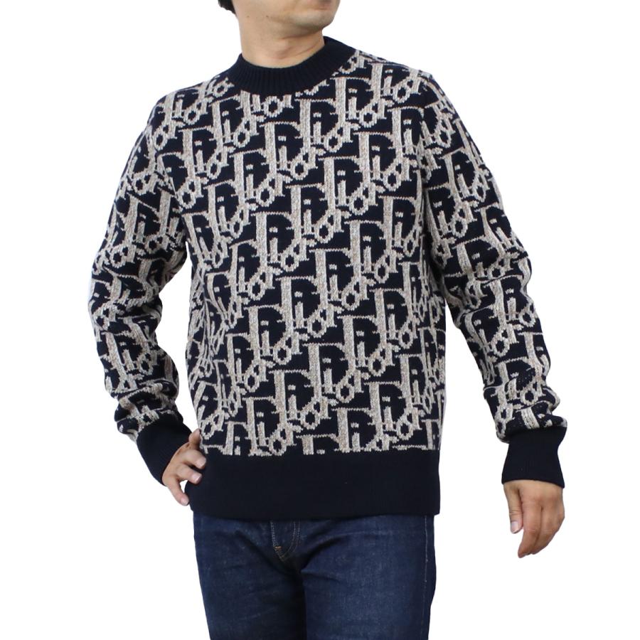 ディオール Christian Dior メンズ−セーター，ニット ブランド トロッター柄 193M638A　T393　581 ブラック ベージュ系　 warm-04 :dio193m638aa:ビッグヒット Yahoo!店 - 通販 - Yahoo!ショッピング