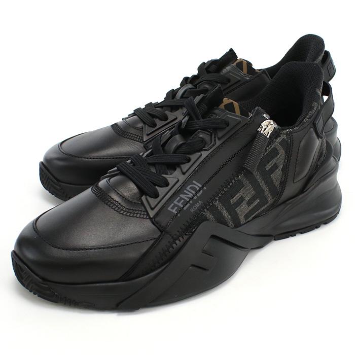 FENDI ブラック スニーカー　サイズ8 かなり美品 Fendi メンズ ブラックカーフレザー スニーカー () IFCHIC.COM