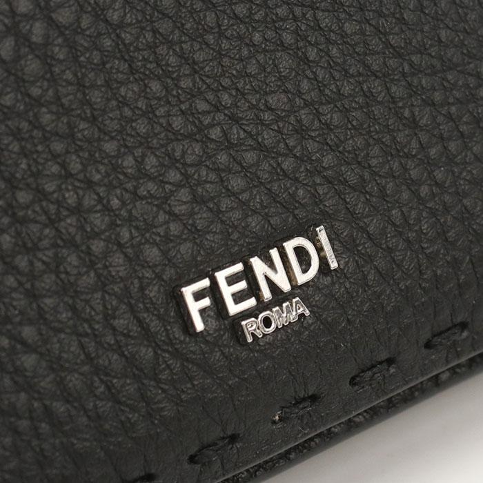 FENDI フェンディ セレリア カードケース 名刺入れ ブラック レザー 7M0222 シルバー金具 FENDI（フェンディ） カードケース SELLERIA セレリア 7M0222 AP3B