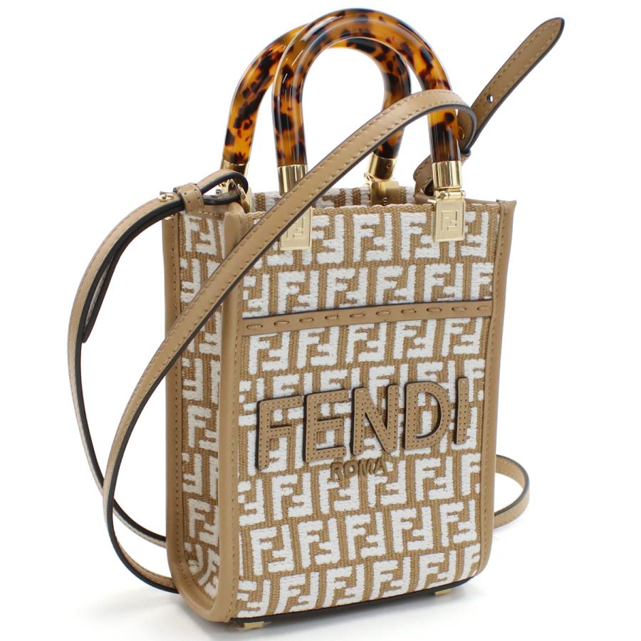 FENDI 8BS05 AQ0X F1MB1 SUNSHINE SHOPPER MINI ブラウン・ホワイト系  