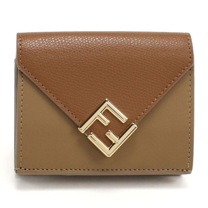 FENDI フェンディ 三つ折り財布 小銭入付き 8M0480 ALV4 F1URW FFダイヤモンド レディース ブラウン 爆買の画像