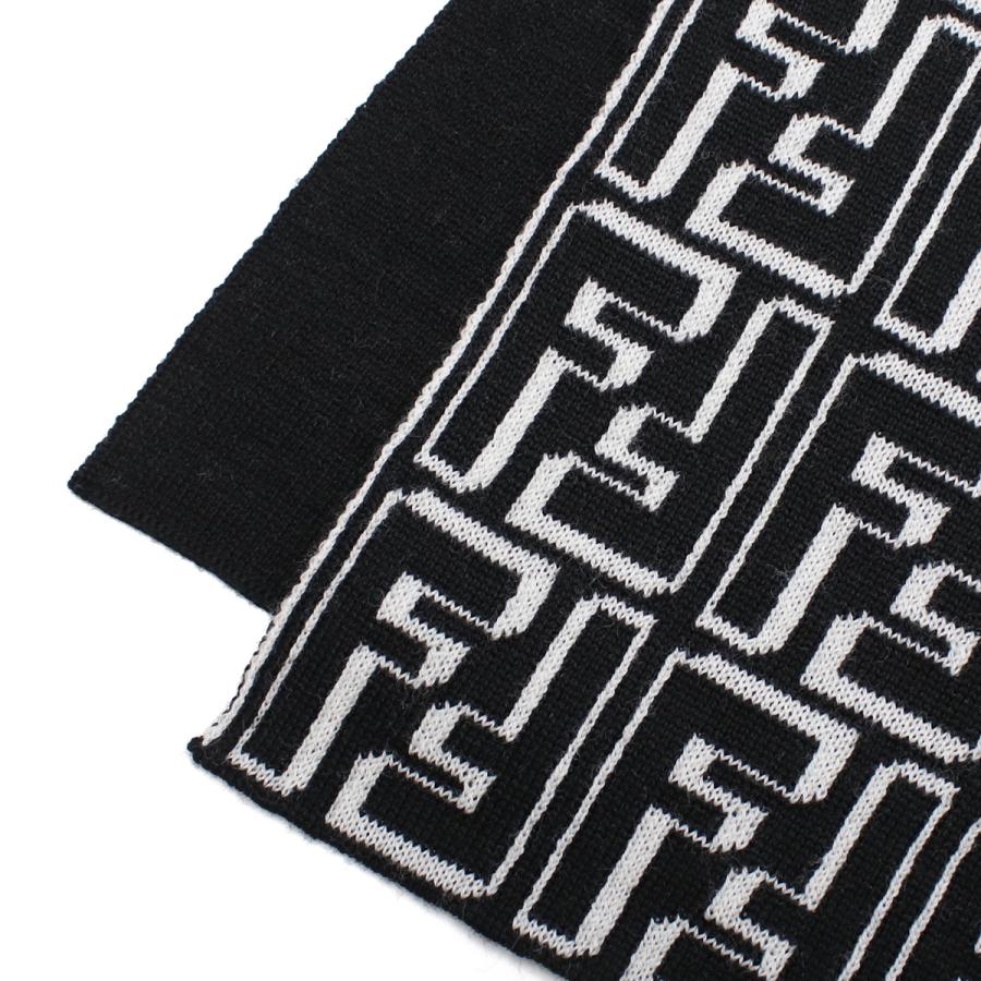 FENDI ウール マフラー ブラック/ホワイト