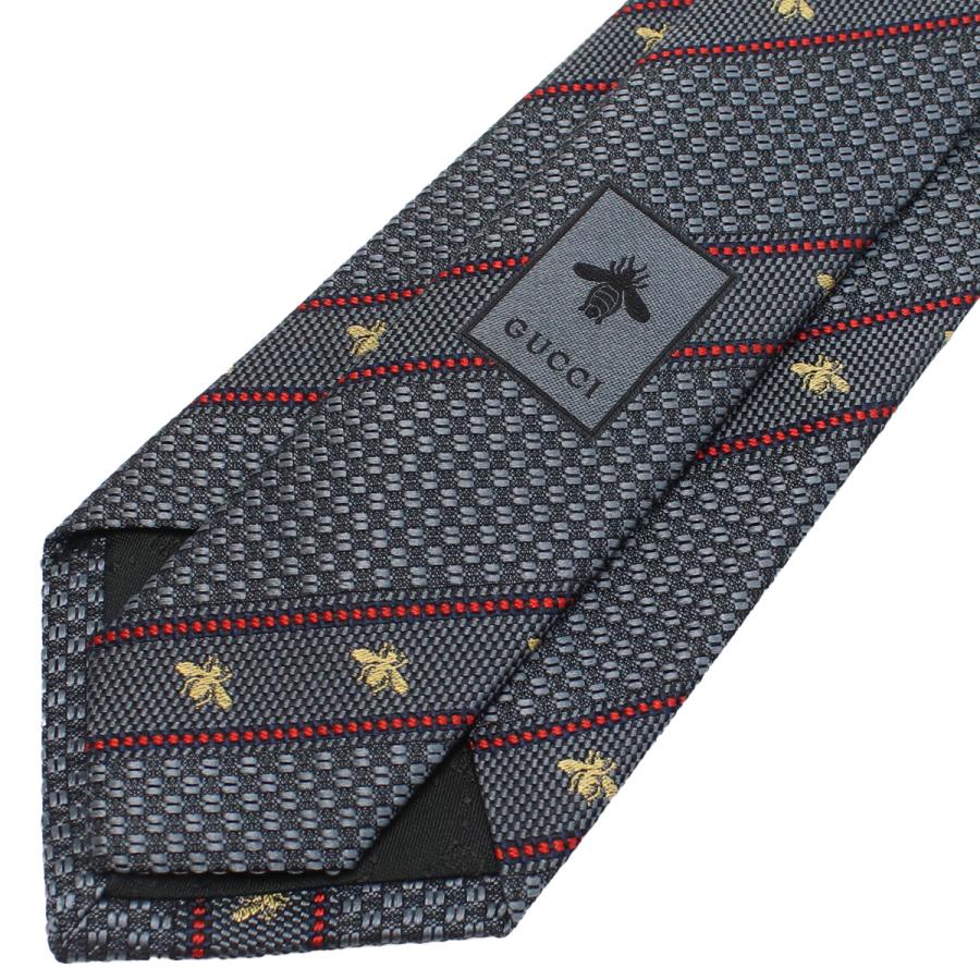 【新品】グッチ GUCCI Bee刺繍 ストライプ ネクタイ ナロータイ 451528　4E002　1274 グレー系 GUCCI（グッチ） GUCCI Bee刺繍 ストライプ ナロータイ 451528 4E002