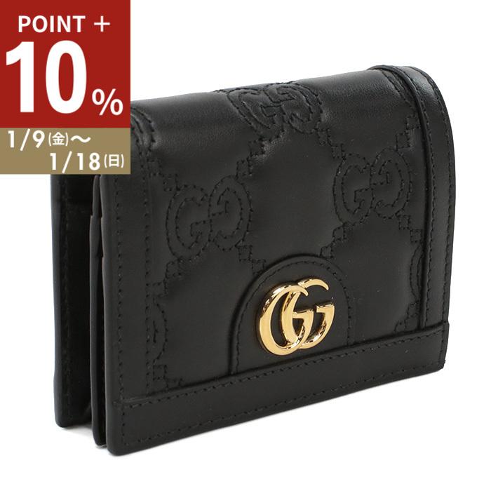 GUCCI グッチ 二折財布小銭入付き 723786 UM8IG 1000 GG MATELASSE レディース ブラック GUCCI（グッチ） 二折財布小銭入付き 723786 UM8IG 1000 GG MATELASSE