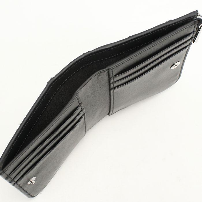 JIMMY CHOO ジミーチュウ COMPACT ZIP WALLET-M 二折財布小銭入付き/グリッターレザー BLACK レディース JIMMY CHOO（ジミーチュウ） 二つ折り財布 小銭入付き COMPACT ZIP