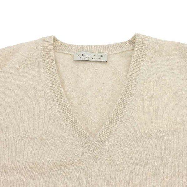 春のコレクション Vネックセーター ピュアカシミアニット 161 Model Cashmere Lunaria ルナリアカシミア 161 セーター カシミア ルナリア カラー Big 01 Ols 4 ベージュ トップス