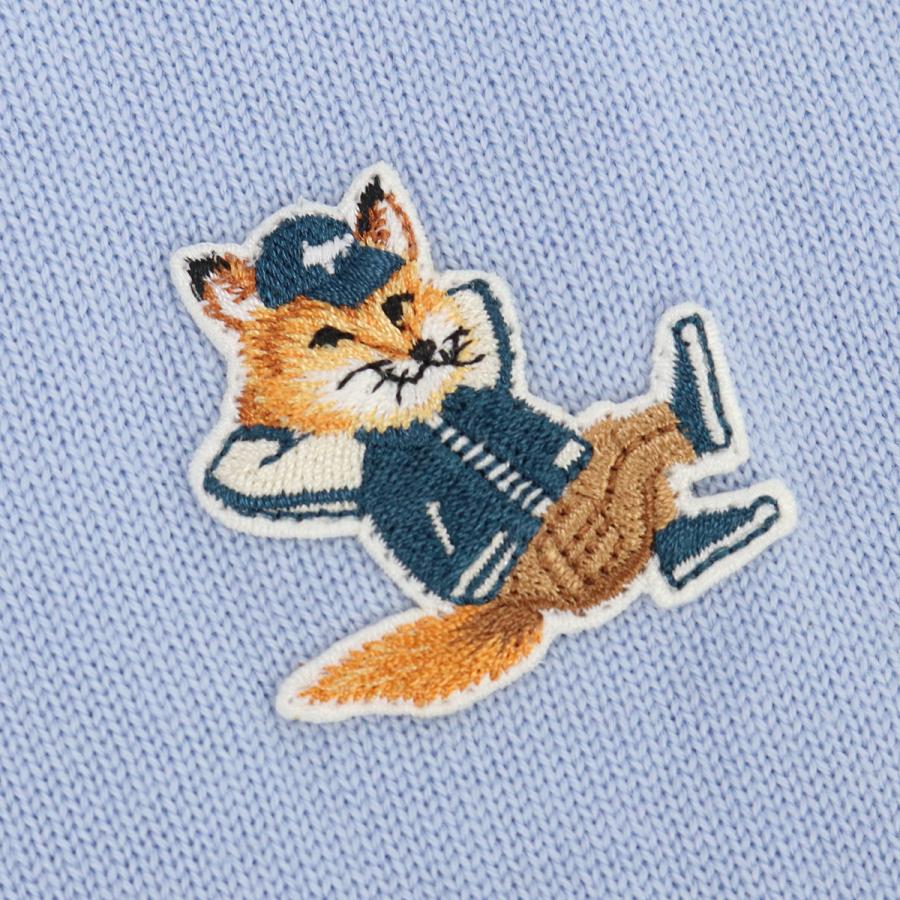 【新品】メゾンキツネ MAISON KITSUNE  メンズ−セーター，ニット　ブランド KM00503　KT1036　P408 PALE BLUE ブルー系　apparel-01 MAISON KITSUNE（メゾン キツネ） メンズ−セーターニット KM00503